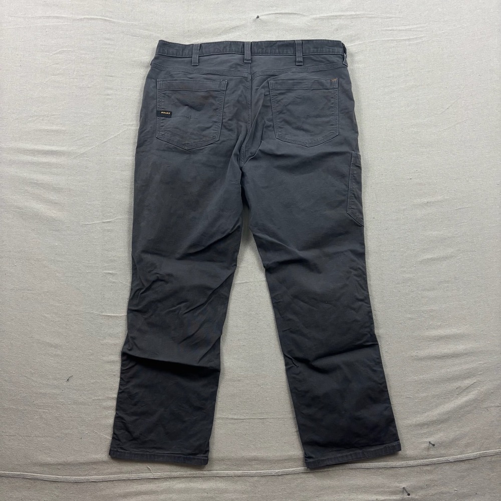 Ariat Rebar M4 Work Pants Mens 38x30 Grey Relaxed Straight DuraStretch Canvas - Picture 3 of 11